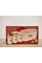 Beige White Metal Bread Box with 3 Piece Canister Set | Food Storage For Loaves, Tea, Sugar, Coffee - 6