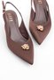 Short-Heeled Backless Shoes- Heeled Shoes- Satin Shoes-Brown Heel