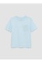 Blue Crew Neck T-Shirt with Scallop Detail for Girls