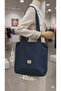 Navy Blue Color Women's Shoulder Bag Casual Unlined with Zipper - 7