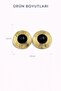 Women's Yellow Steel Éclipse Earrings with Black Detail Wavy Stud Earrings - 3
