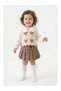 Girl's Heart Knitted Vest Lace Collar Blouse Plaid Pleated Skirt 3-Piece Set 2 3 4 5 Years - Coffee