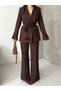 Women's Rose Accessory Detailed Double Breasted Collar Jacket and Trousers Suit - 7