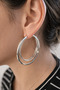 Gold and Silver Color Classic Hoop Earrings Women's Accessory Model - 2
