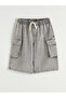 Giyçık Store Gray Boys' Cargo Jean Shorts with Elastic Waist