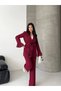 Women's Rose Accessory Detailed Double Breasted Collar Jacket and Trousers Suit - 2