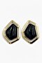 Luxury Yellow Steel Versailles Earrings - Black Geometric Design