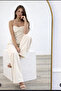 Strapless Blouse and Pantalon Top and Bottom Set Ecru - 2