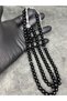 99-piece 8mm premium black pearl natural glass rosary - 2