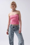 Ribbed Strapless Knitwear Blouse Crop - 6