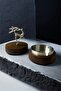 Ash Tray with Wooden Lid, Decorative Deer with Floral Antlers, Dark Silver Deer