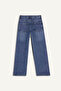 100% Cotton Straight Wide Floral Printed Jean Trousers for Girls G7740A826Sp - 3