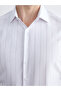 Slim Fit Long Sleeve Striped Gabardine Men's Shirt - 3