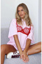 Women's Lace Bralet Printed Oversize Crew Neck 100% Cotton T-Shirt