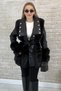 Imported Black Leather Jacket with Fur Detail and Tie-Up Design for Women - 2