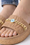 Women's Evil Eye Bead Detailed Shining Summer Slippers Gift Slippers Stc1233 - 2