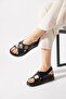 Sergenas Colorful Cross Strap Genuine Leather Women's Sandals Black Skin - 3