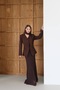 Brown Blazer Jacket with Scarf Detail - 9060 - 4