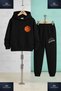 Children's Unisex Basketball Orange Ball Logo 3-Piece Hooded Tracksuit Set - 2