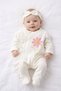 Baby Girl Lace Floral Romper Hair Band 2-Piece Set Cotton Holiday Set Newborn - 3
