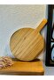 Natural Wooden Round Cutting and Presentation Board – 33 cm Length, 22 cm Diameter - 2