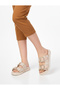 Beige Tweed Fabric Double Buckle Comfortable Women's Slippers - 2