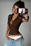 Y2K Zipper V-Neck Crop T-Shirt - 2