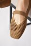 Senferte knitted women's ballet flats with mink scarf - 3