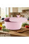 28 cm Granite Cornered Deep Pot with Aluminum Lid - Pink
