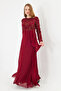 Women's Embroidered Long Sleeve Maxi Chiffon Evening Dress - 7