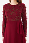 Women's Embroidered Long Sleeve Maxi Chiffon Evening Dress - 4