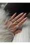 Gold Marquise Cut Round Pinky Ring Adjustable