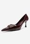 Rebel Burgundy Printed Buckle Women's Heeled Shoes - 6