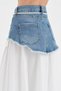 Women's Denim Garnished Long Skirt with Pearl and Tie Belt Detail - 8
