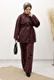 Belted Denim Suit Tsd250231 Claret Red - 3