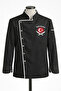 Turkish Flag Embroidered Black Chef Jacket |   Name Embroidered Chef Jacket |   Professional Kitchen Uniform