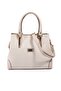 Sand Beige - Sand Plaid Line Square Women's Handbag Sp667 - 7