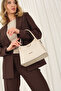Sand Beige - Sand Plaid Line Square Women's Handbag Sp1254
