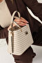 Sand Beige - Sand Plaid Line Square Women's Handbag Sp987 - 2