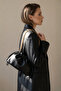 Black Chain Detailed Drawstring Women's Shoulder Bag - 7