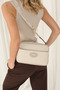 Sand Beige - Sand Beige Plaid Line Square Women's Crossbody Bag Sp1267 - 2