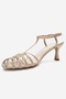 Gerald Beige Knitted Strap Women's Heeled Shoes - 4
