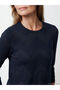 Navy Blue Crew Neck Patterned Women's Knitwear Sweater - 3