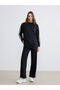 Black Crew Neck Oversize Women's Sweatshirt Tunic - 2