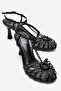 Gerald Black Knitted Strap Women's Heeled Shoes