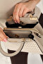 Sand Beige - Sand Plaid Line Square Women's Handbag Sp1193 - 2