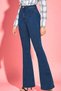 Anom Dark Blue Non-Fading Lycra High Waist Denim Spanish Leg Jeans - 2