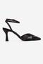 Estela Black Satin Mesh Detailed Women's Heeled Shoes - 4