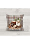 Winter Themed Decorative Throw Pillow Cover, Plaid Patterned and Cookie Figured Velvet 43X43 cm - 7