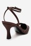 Estela Brown Satin Mesh Detailed Women's Heeled Shoes - 5